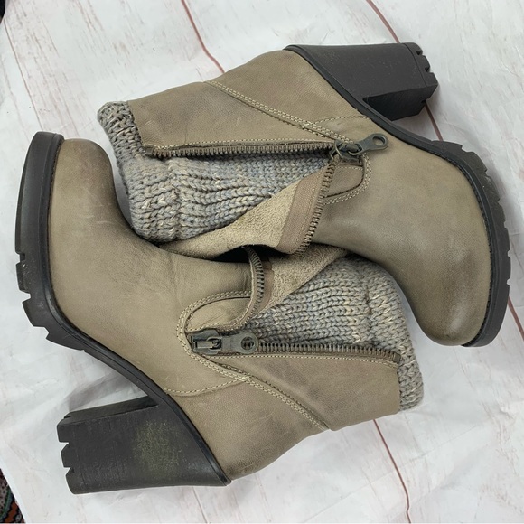 Steve Madden boots shoes knit sweater platform heel leather double zip grey 9.5 - Picture 2 of 16
